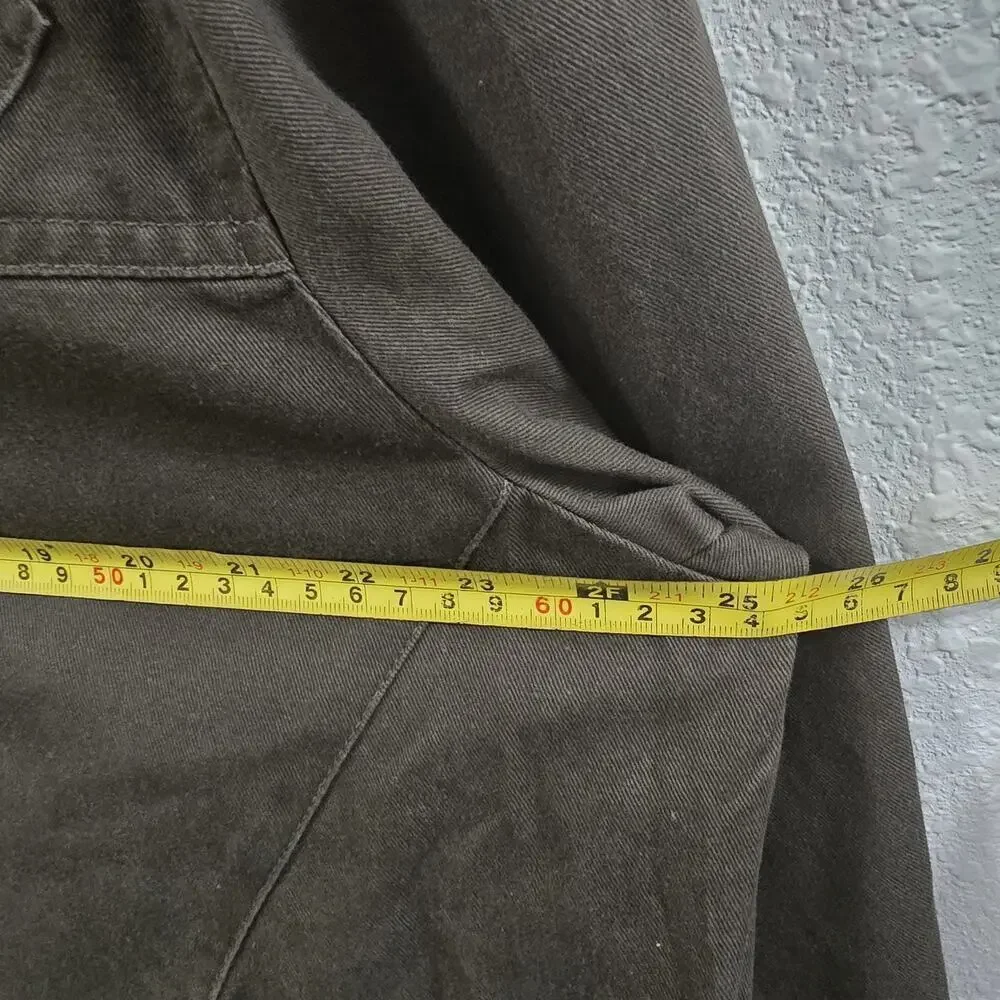 Whattry Men’s Utility Jacket XL Brown Hooded Military Field Coat Cargo Casual